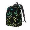 Rugzak gele en groene muzieknoten vrouw kleine rugzakken jongensmeisjes bookbag schoudertas draagbaarheid reiswortel schooltassen