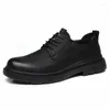 Casual Shoes Designer Men's äkta läder British Style Work Business Bankettklänning utomhus som inte glider