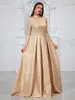 Runway -jurken Yisikado Giffniseti dames lange slve high necy pailletten paneel geplooide avondjurk (met riem) y240426