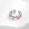 Bandringen 2023 Pink Crystal onregelmatige hartring Vintage Zirkon Opal Love Open Y2K glanzende dames feest sieraden geschenk Q240429