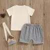 Kläder set Little Boy Girl Summer Outfit Cute Animal Print Round Neck Short Sleeve Tops Elastic midjeshorts Baby Toddler Set