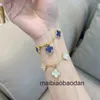 Ontwerper Origineel 1to1 Vancllf Luxe sieraden v Gold Cnc Fanjia 18k Rose Red Agate Tiger Eye Stone Lucky Clover Laser Five Flower Bracelet Womens High Edition