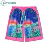 Streetwear shorts Suits pour hommes HARAJUKU Shirts surdimensionnés Short Setts Pink Hawaiian Holiday Casual 2 pièces Tenues Unisexe 240428