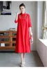 Vestidos de festa Bordado Stand Robe Femme Fashion Folk Indie Loose Cotton Linen Dress Women Vestidos Verano 2024 Vintage