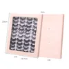20 paires / boîte 3D stéréo exagéré stade bonne flexibilité bande de coton basse gratuite mix le plus populaire 10 modèles fausses cils de vison avec boîte cadeau rose