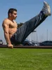 Zengvee Mensスポーツパンツジッパー付きポケットとオープンボトムジョギングエクササイズジムランニングトレーニング240418