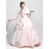 パーティードレスかわいいピンクのストラップレスAラインプリンセスイブニングドレスファッション女性フォーマルバンケットプロムガウン