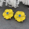 Boucles d'oreilles étalon vintage Glass Verre frais et à la mode, réduction de la fleur jaune