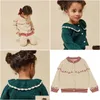 Kledingsets Winter Ks Kinderen Gebreide truien Meisje Cherry Printing Borduur trui Baby schattige kleding katoentoppen en broekpak 19 jaar dhu9k