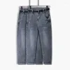 Women's Jeans Four Season Loose Big L-5XL 6XL 7XL 8XL Women Fashion Denim Casual Pants Gray Blue Trousers For