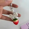 Keychains Handmade Strawberry Phone Charm Bowknot Jewelry for Woman Girls Teens