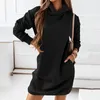 Women's Hoodies Solid Hooded Sweatshirts Women Winter Autumn Long-Sleeved Sweater Dress Oversized Sports Pollver Harajuku Tops 2024