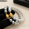 Länk armband mode smycken elegant temperament glas simulerade pärla för kvinnor flicka bröllop gåvor helt enkelt design tillbehör