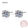 Pendientes de moissanite reales de estudio de 14k Sterling Sterling Sier 4 Prong Diamond Arring para mujeres Men oído 1ct 2ct 4ct Drop entrega dhejb