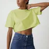 Vintage 100% katoenen oversized T -shirt voor vrouwen Casual Solid Solid Sort Sleeve T -stukken Black Streetwear Top Sexy Cropted Tops 240422