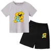 Kids Cute Dog Print Summer Casual 2pcs Short Sleeve TshirtsPants Suits 313 Years Boys Girls Streetwear Children Clothes Sets 240430