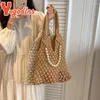 Abendtaschen Yogodlns Häkelstrand Handtasche Mode -Sommer -Umhängetasche Mesh hohl Out Einkaufsweite große Frauen stricken