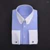 Casual shirts voor heren Empire kraag pinhole naald zakelijk shirt katoen retro ronde voor mannen