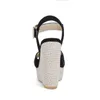 Cat Summer Slingbacks Reave Open Toe Stretch Fabric Backle Cross Strap 12.5cm Wedge Sandal Platformサイズ30-48 HEMP 7EA1