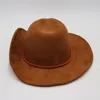 Berets khaki suede Western Cowboy Hat Men Men Classic Имитация шерстяные джазовые шляпы для женщин на открытом воздухе унисекс