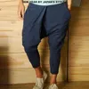 Calça masculina lazer harém calça dobrável rua masculino calças de hip-hop calças de pernas largas de pernas largas pantalones hombre corredor esportivo de esportesl2405