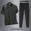 Summer Sports Set Ice Silk Sessicamento rapido Scegli Uomo da uomo Outdoor Mano a manicotto corto Pants lunghi Two Piece 240412