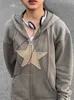 Sweats à capuche féminine Sweatshirts Houzhou Gothic Harajuku Retro Star Sweat à capuche coréen Fashion Hip Hop Hop Hop Long Sweet-shirt Loose Sweethirt Y2K Clothingl2404