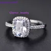 Sterling Sier Moissanite Certified Diamond Mariage Aneau pour femmes Engagement Square Colore Gemstone Zircon Fashion Rings