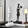 Modern Art Kawaii Girl Statue Dekoracja Dekoracja Dekoracja Dekoracja salonu wystrój półki na półkę dekoracyjne streszczenie statua żywica 240429