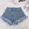 Fashion Summer Vintage Y2K Shorts Fringed Fringe Punk Short Jeans Female American Street High Waist Waist A Word Denim Shorts