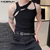 Inderun Men Tank Tops Bez rękawów puste seksowne stylowe solidne kamizelki chude cienkie topy streetwear Summer Men unoring 5xl 7 240429