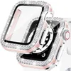 Bling Glass+крышка для Apple Watch Case 45 мм 41 мм 40 мм 44 мм 42 мм 38 мм алмазной бампер+Scrector Series Iwatch 7 9 8 5 6 SE