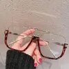 Zonnebrillen frames retro oversized vierkante semi-metaal bril frame vrouwen duidelijke anti-blu-ray veer scharnierende scharnier dubbele bruggen mannen optisch