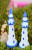 Mini résine BlueBedered White Lighthouse 2pcs Fairy Garden Mini Moss Terrarium Decor Crafts Bonsai Home Decor9396971