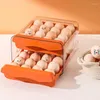 Depolama Şişeleri Kendi kendine haddeleme yumurta kutusu 2 katmanlı plastik yumurta raf tutucu için buzdolabı istiflenebilir çekmece mutfak buzdolabı organizatör