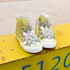 Lässige Schuhe große farbenfrohe Perlen Diamant Canvas Flats: Strasssteine ​​hohe Top -Turnschuhe Frühling Süßes Damen Tennis Gelb