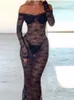 Couvreurs de robe en dentelle Femme MAINTENANT DE L'ÉMAVE DRESS DRÉSOR SUMME BLACK Fashion Beach Holiday Bikini Cover Up Masswear