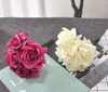 Flores decorativas de 5pcs10 "Buquê de rosa de seda artificial com haste de flor verdadeira flor para casamento dama de dama de dama de peças centrais arranjos