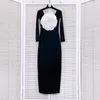 Casual Dresses ZZSLUIA 3D Flower Appliciques Designer Slim Long For Women Slash Neck Sleeve Elegant Sexig klänning Kvinnlig trasa