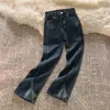 Kvinnors jeans höga midja kvinnor 2024 Spring Autumn Retro Split Micro Bell-Bottoms Versatile Slim Casual Straight Byxor