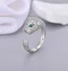 Wysokiej jakości Pierścienie projektantów otwarty pierścień moda pełna wkładka sześcienna cyrkon zielone oko lampart głowa kształtu pierścienia dla kobiet biżuteria 893611685