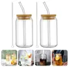 Wine Glasses 2 Sets Glass Sippy Cup Coffee With Lid And Straw Straws Iced Can Bamboo Lids Clear Mug Milk Tea Cups Beverage