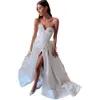 Robes de perles Boho Bride A-Line Bone pour corsage Perles Robe de mariée Vestidos de Novia CHIGH SLIT BRACKless Designer Bridal Bridal Robes Signer