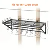 Storage de cuisine Tableau de rack en pot mural de 31 pouces avec rails suspendus à 2 niveaux 14 s Crochets inclus idéaux pour les ustensiles de casseroles