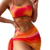 Swimwear Women 3PCS / Set Femmes Sexy Bikini Set Tie-Dye Print Sling Bra High Waist Brief