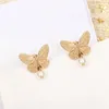 Stud Earrings 2024 Brand Vintage For Women Luxury sieraden Pearl vlinderontwerper Oordelrup Fashion Lady Party