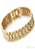 Bracciale da orologio da donna da uomo Hiphop Gold in acciaio inossidabile in acciaio inossidabile braccialetti di braccialetti Bangles9254589