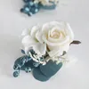 Fleurs décoratives 1 paire de corsage de fleurs de poignet artificiel ensemble de roues de mariage rose boutonnière pour les mariés