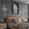 Bokt Mid Century Modern Indoor 3 Lights Globe Wall SCONCE Postmoderne rook Grijs glazen wandlamp geborsteld koperen badkamer ijdelheid licht goud lange muur sconce