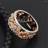 Clusterringen 1 stks Verkoop 7-8-9 Rose Gold Flowers Ring Fashion Hollow Design Two-Color Ladies 'Precious Jewelry Gifts